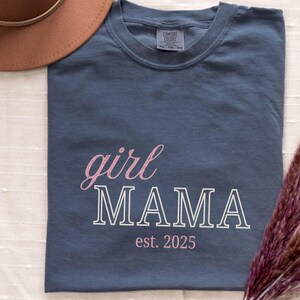 Custom Girl Mama Shirt, New Girl Mom Gift Ideas, Personalized T-shirt for New Mom, Pregnancy Announcement Shirt, First Time Mom Gift