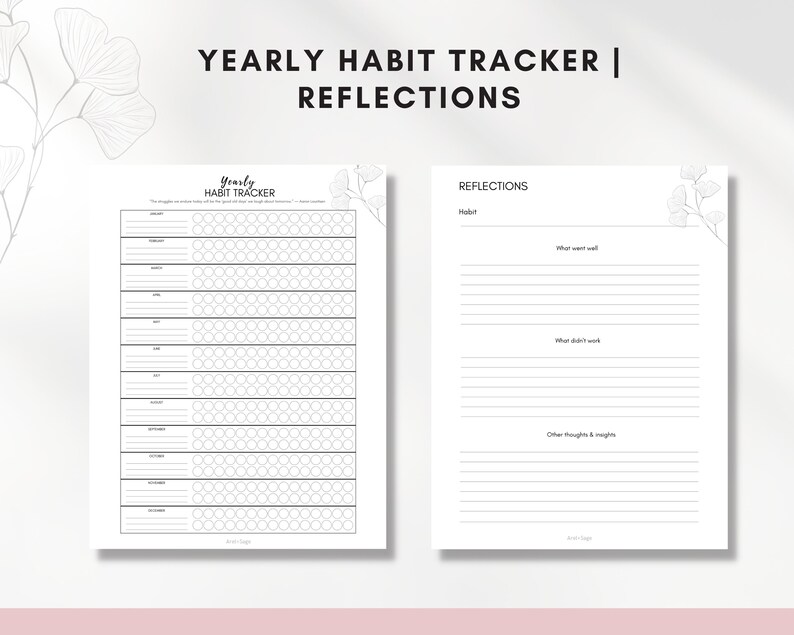Habit Tracker Printable Weekly, Monthly, Yearly Templates Goal Planner