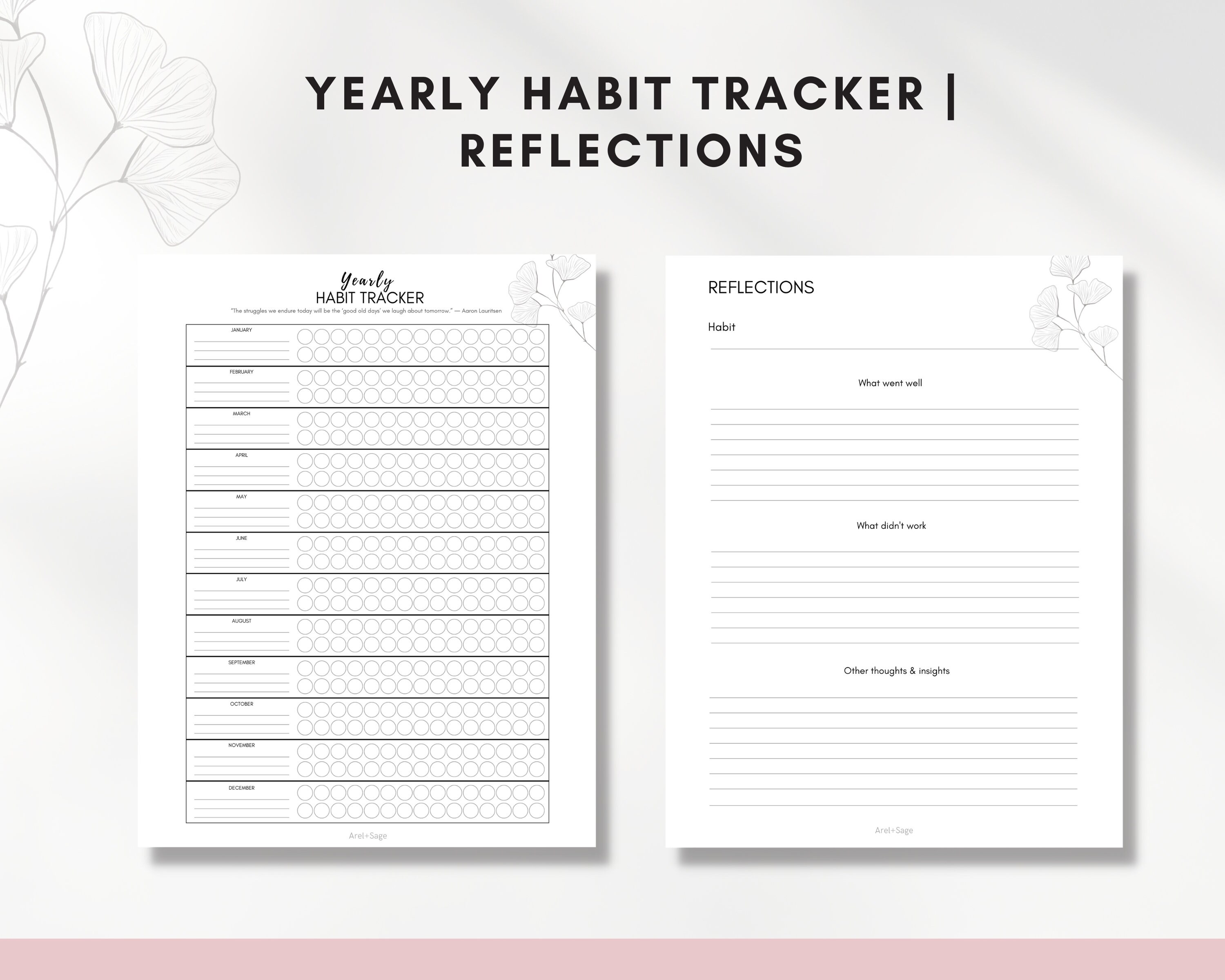 Habit Tracker Printable Weekly, Monthly, Yearly Templates Goal Planner