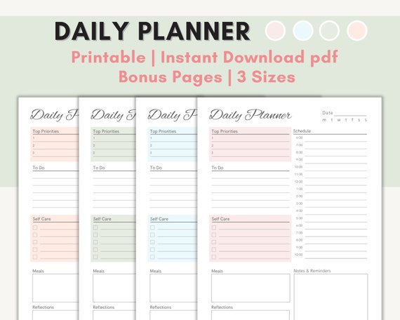 Daily Planner Printable Weekly Planner for Productivity | Etsy