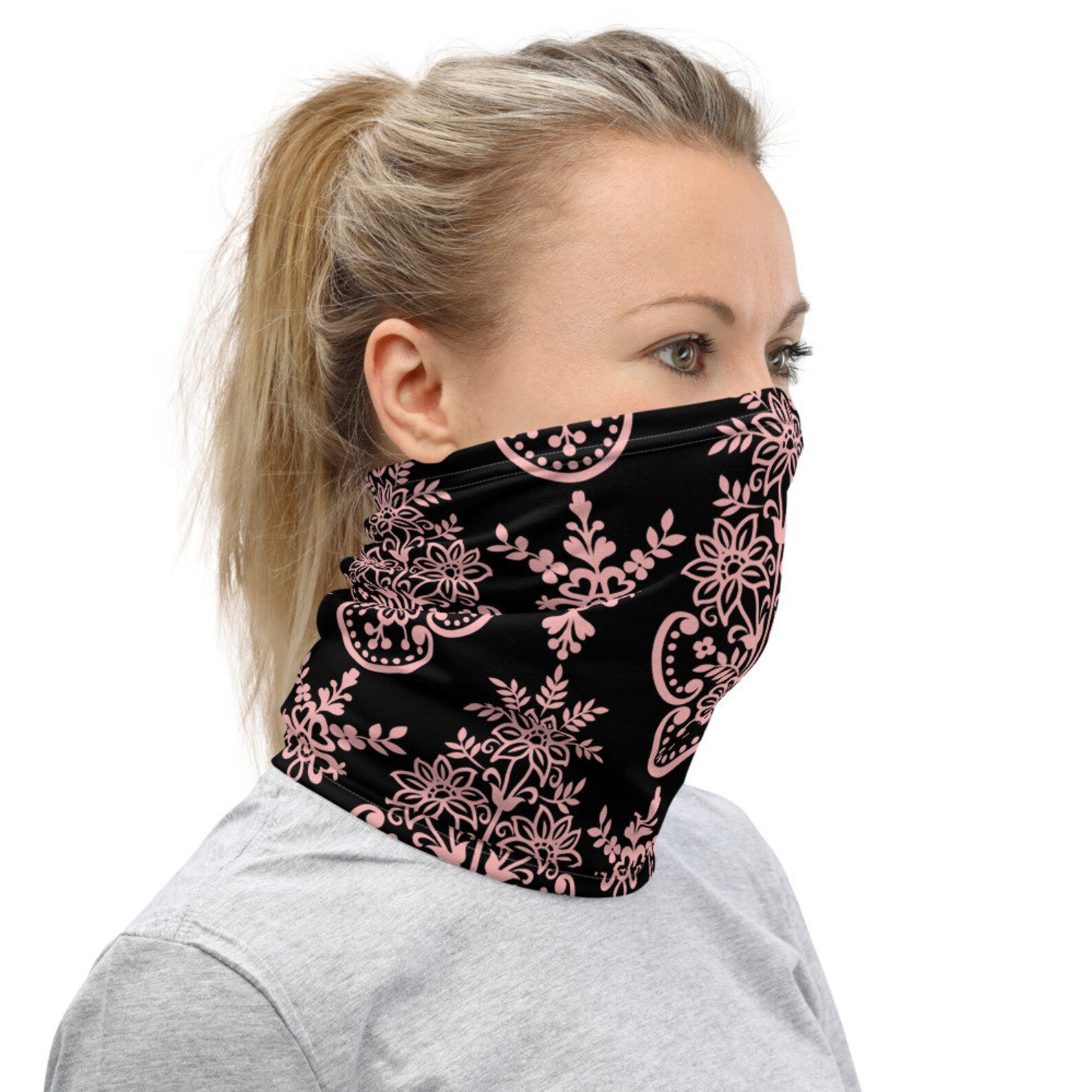Black and Pink Neck Gaiter Etsy