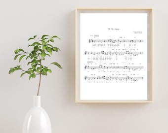 I'll Fly Away Hymnal Wall Art | Hymnal Wall Decor | Christian Wall Decor | Printable Sheet Music  Art | Digital Product