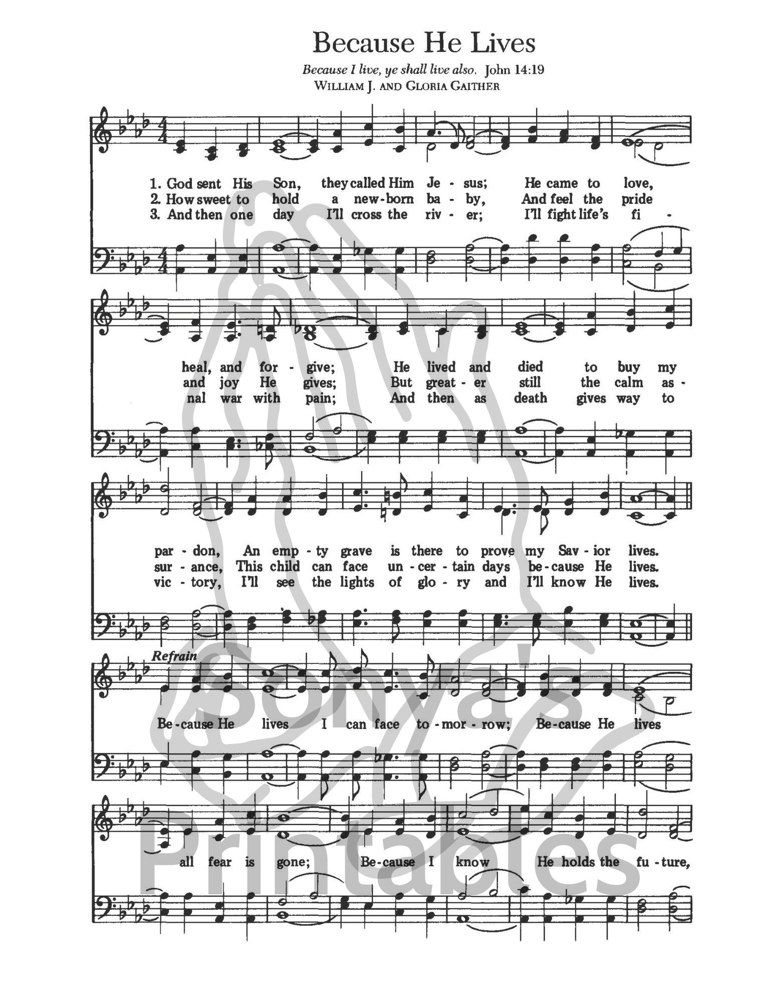 Because He Lives ~ Hymnal Sheet Music Wall Art - Etsy