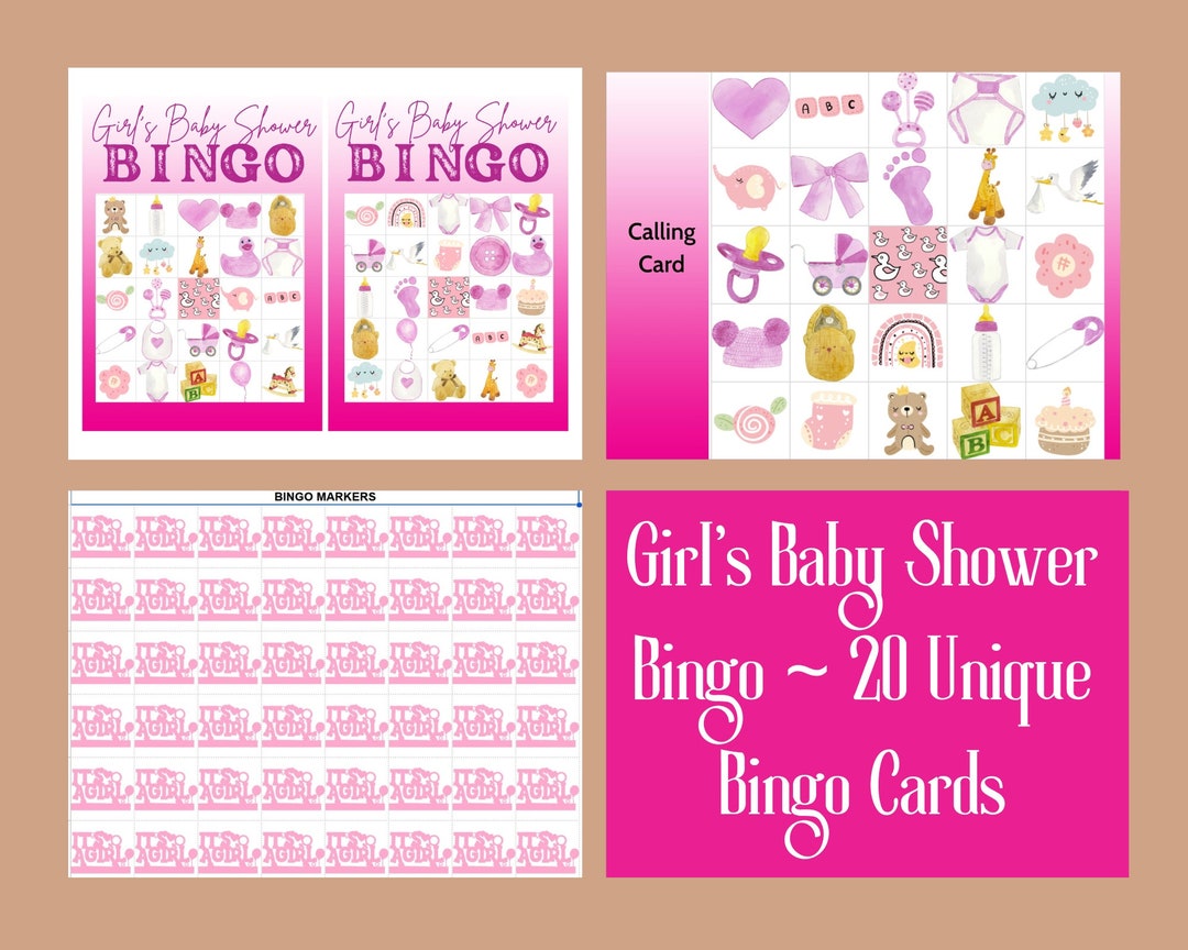 Printable Girl Baby Shower Bingo Game Printable Baby Shower Bingo Girl Baby Shower Bingo Game