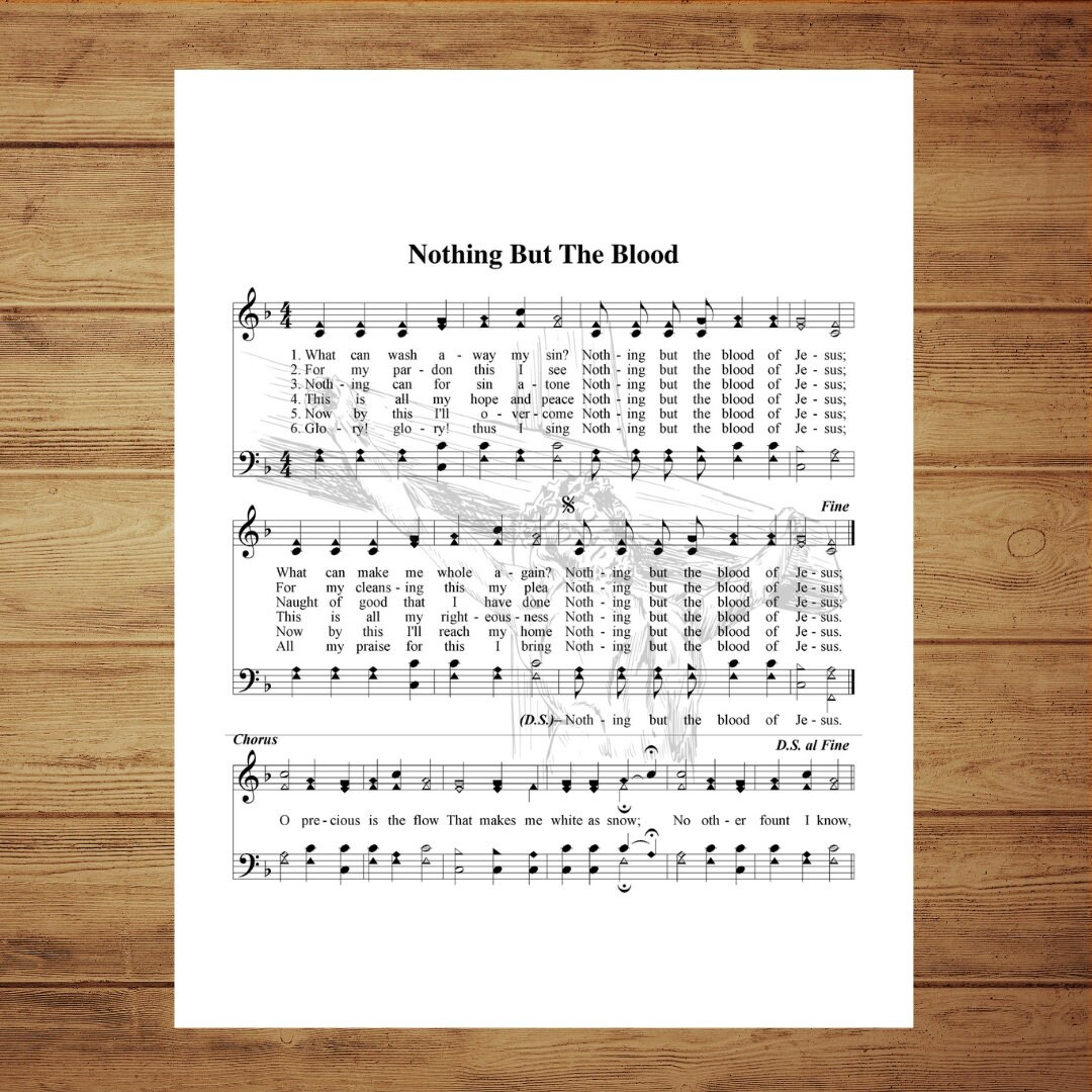 Nothing but the Blood Hymnal Sheet Music Wall Art | Printable Nothing ...