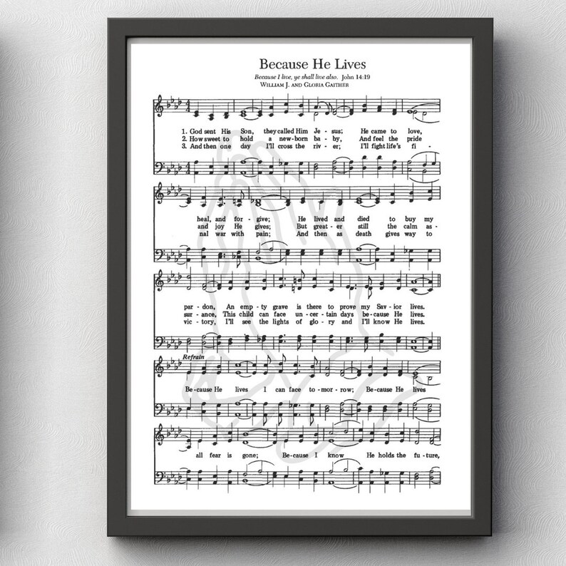 Because He Lives ~ Hymnal Sheet Music Wall Art - Etsy