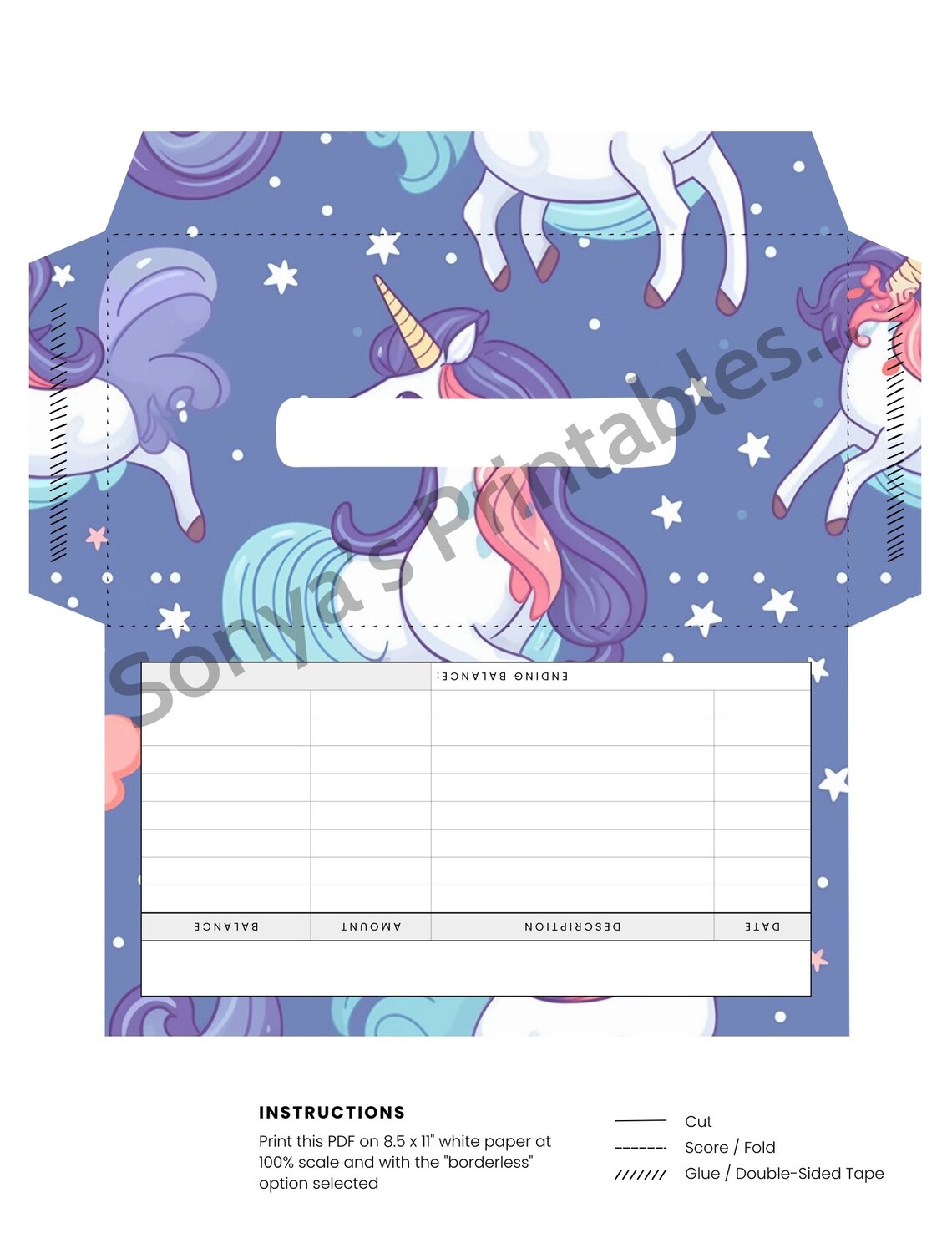 10 Printable Unicorn Cash Envelopes With Budget Tracker Unicorn Lovers Cash Stuffing Envie With ...