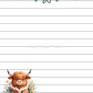 Baby Highland Cow in A Basket Stationery | Highland Cow Writing Paper ...