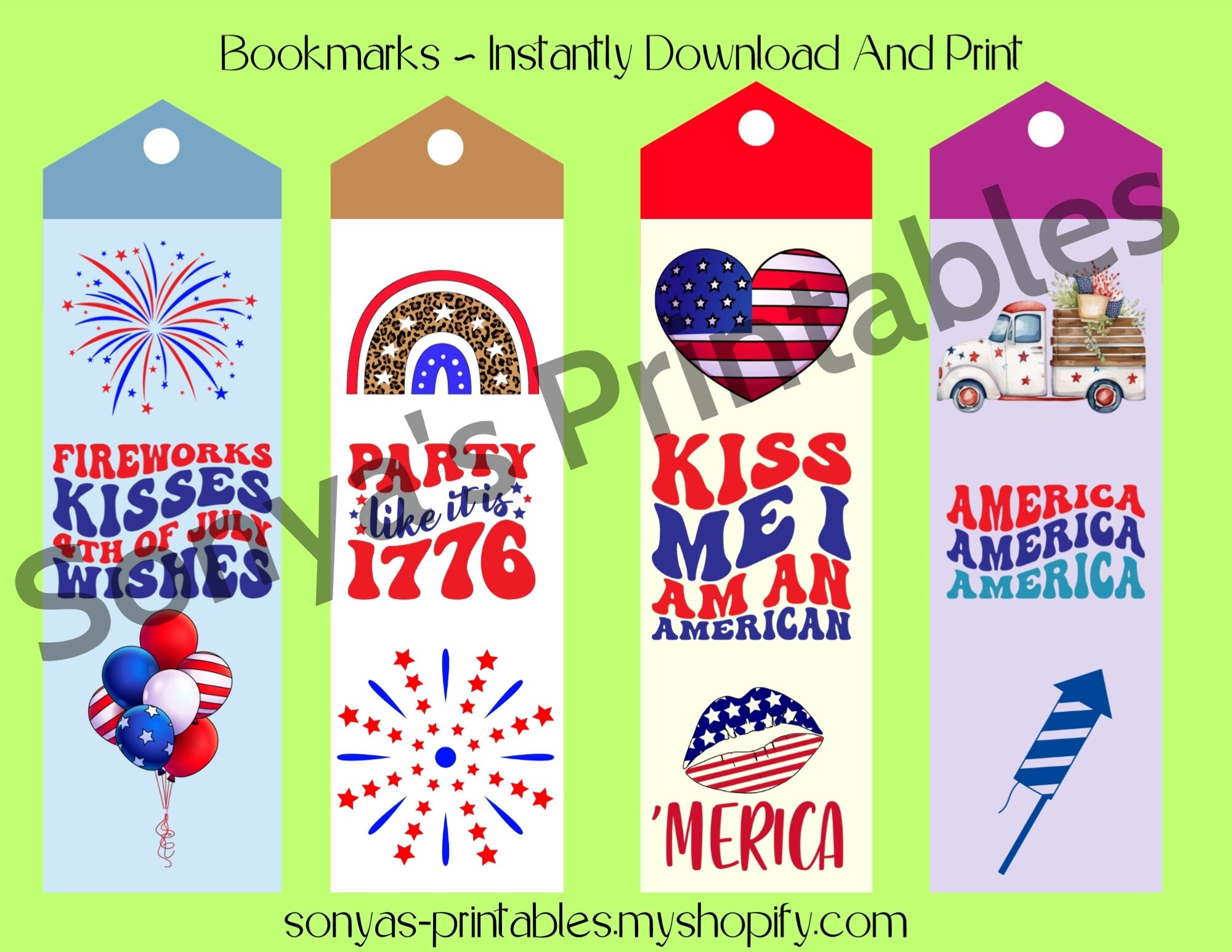 Fourth of July Bookmarks | Printable 4th of July Bookmarks | Unique ...