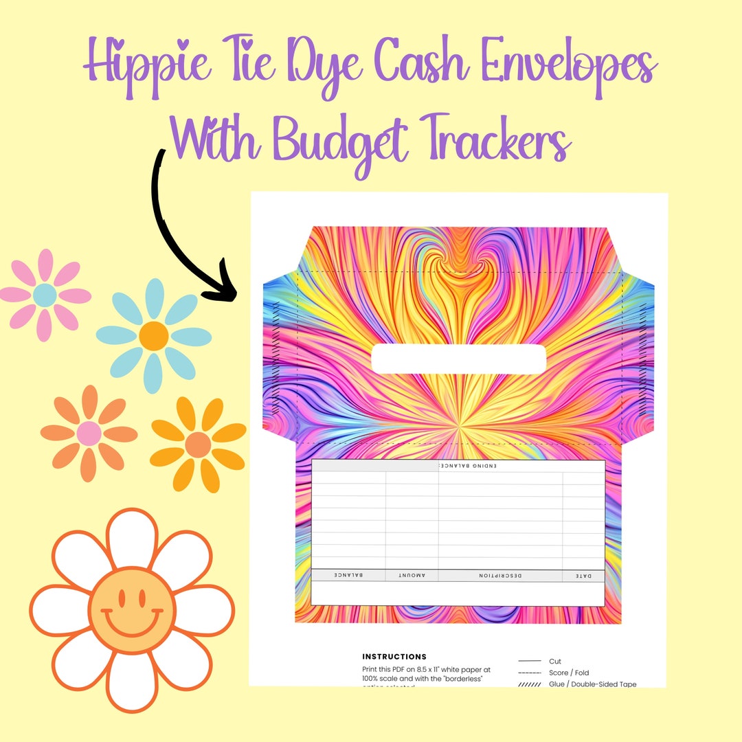 Hippie Tie Dye Cash Envelopes With Budget Trackers Hippie Tie Dye Cash ...