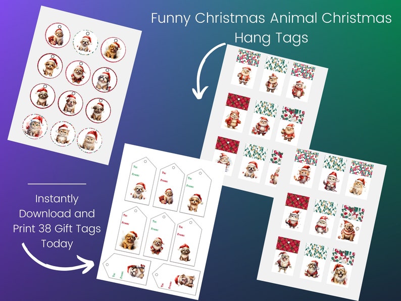 Printable Funny Animal Christmas Gift Tags Christmas Funny Animal Hang ...