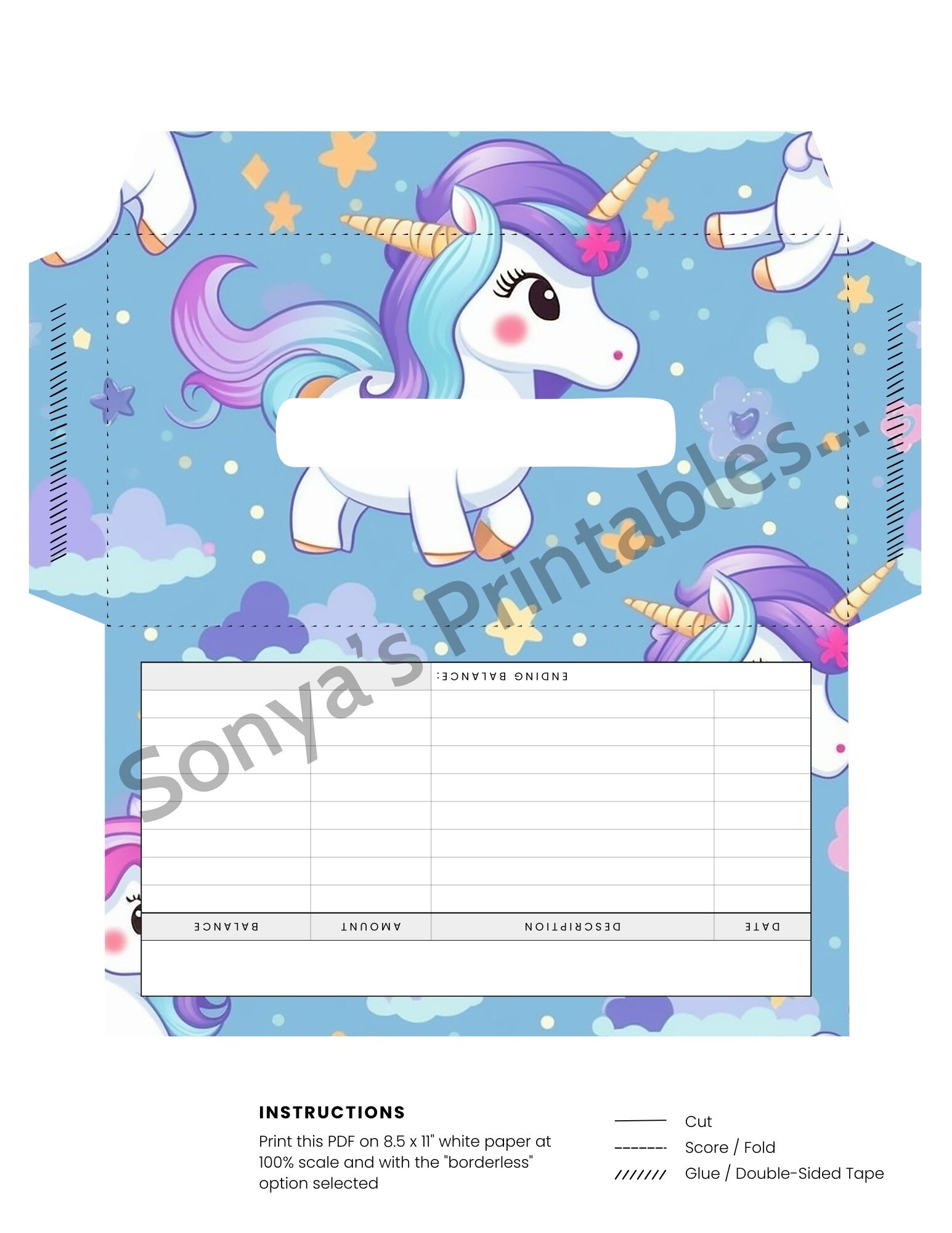 10 Printable Unicorn Cash Envelopes With Budget Tracker - Etsy