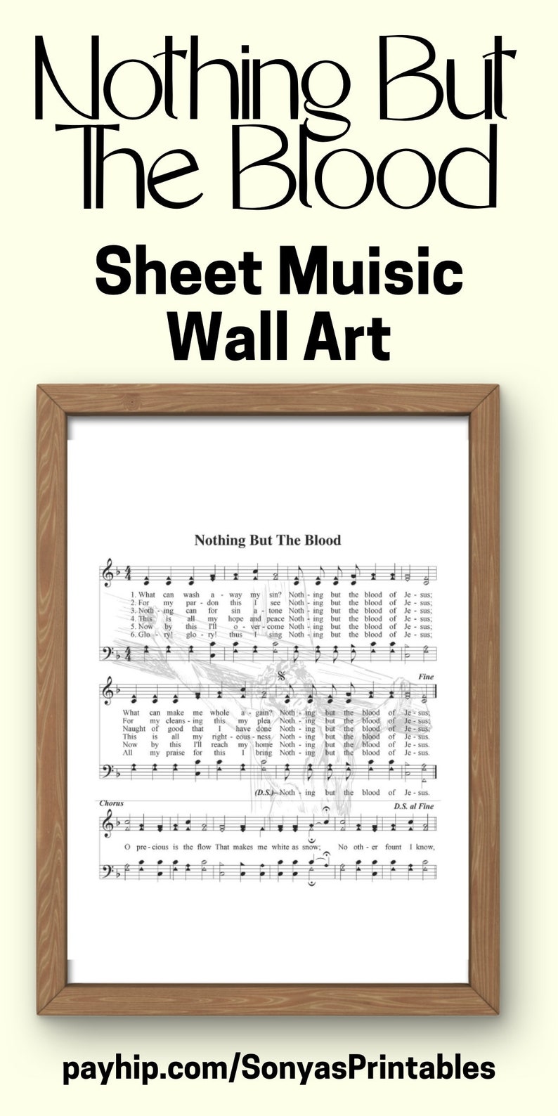Nothing but the Blood Hymnal Sheet Music Wall Art | Printable Nothing ...