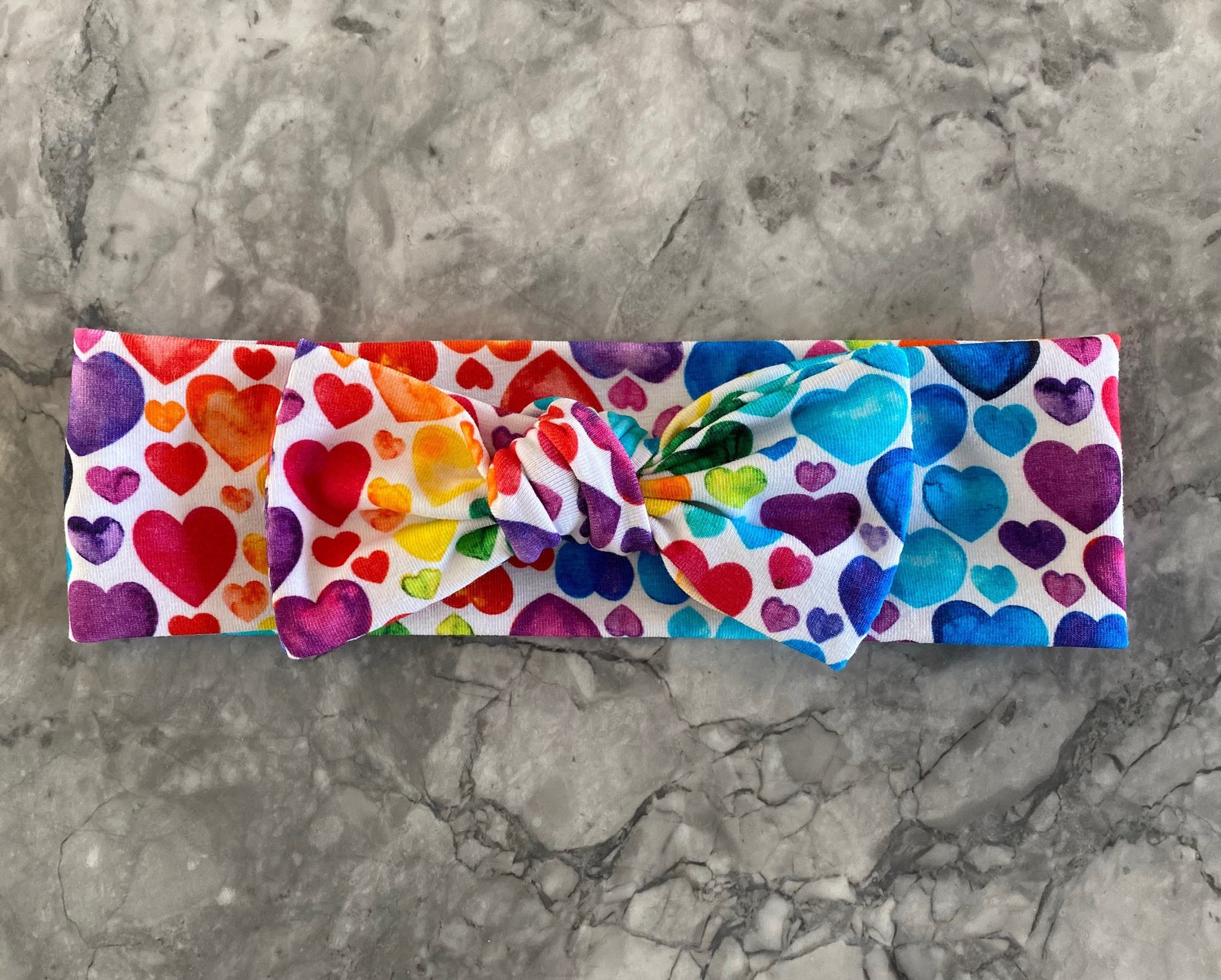 Rainbow Hearts Headband Bow Etsy