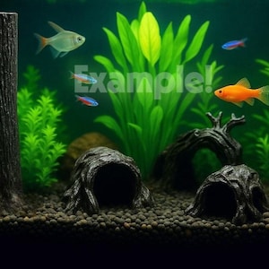 Unique Aquarium & Terrarium Log Cave 4 Pcs Set