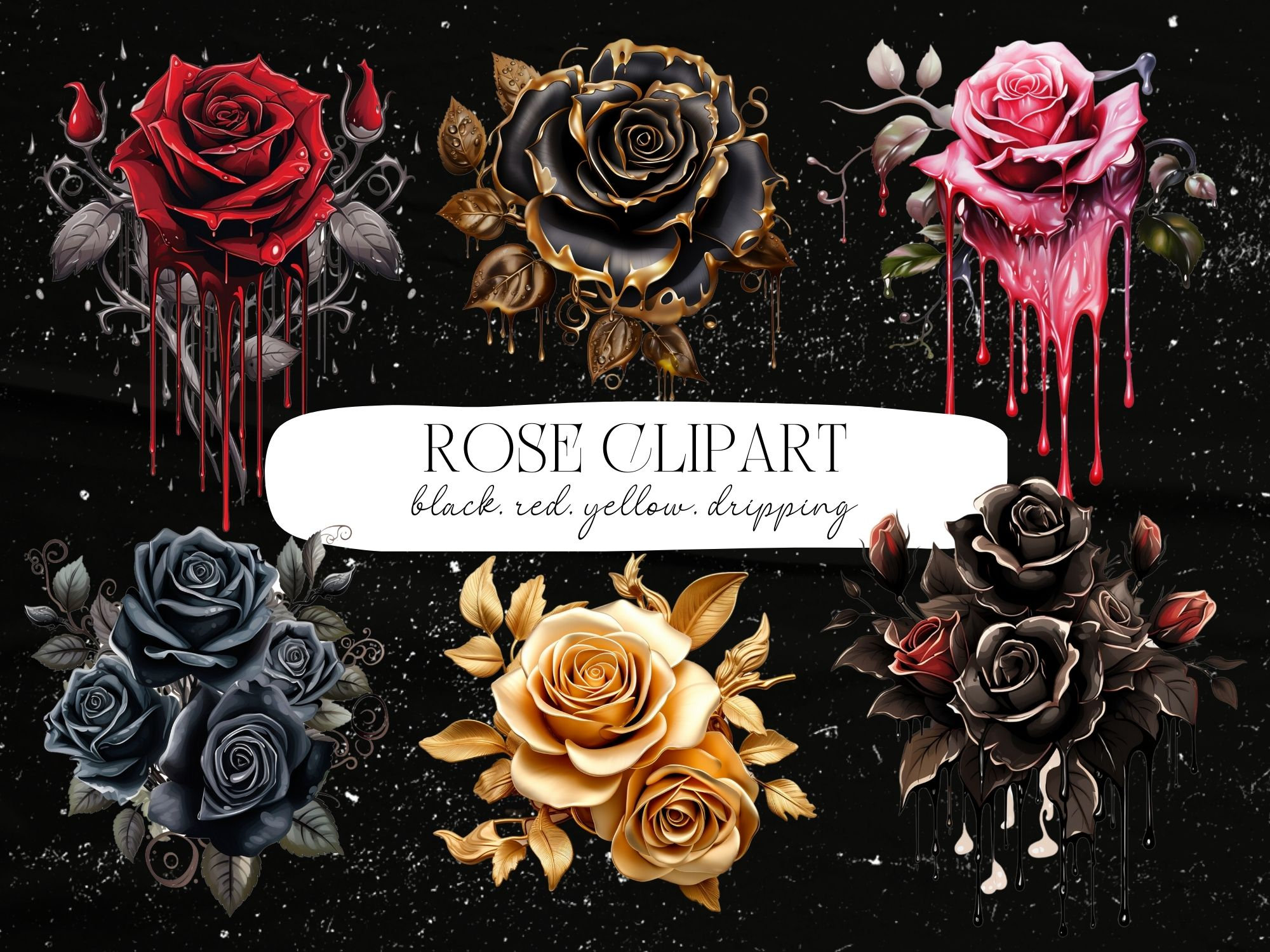 Black Gold Roses Etsy