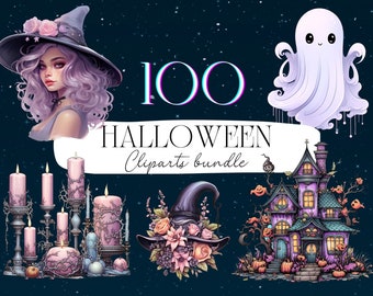 100 Pastel Halloween Clipart PNG Bundle – Fantasy Graphics (Commercial Use, Digital Download)