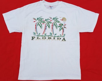 Vintage 90s Florida Sunshine State Spell Out Graphic Travel Tourism Destination State Collectible T-shirt Size Large