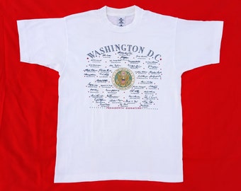 Vintage 90s Single Stitch Washington D.C. President's Signature Tee Travel Destination Tourism Politics Single Stitch Spell Out