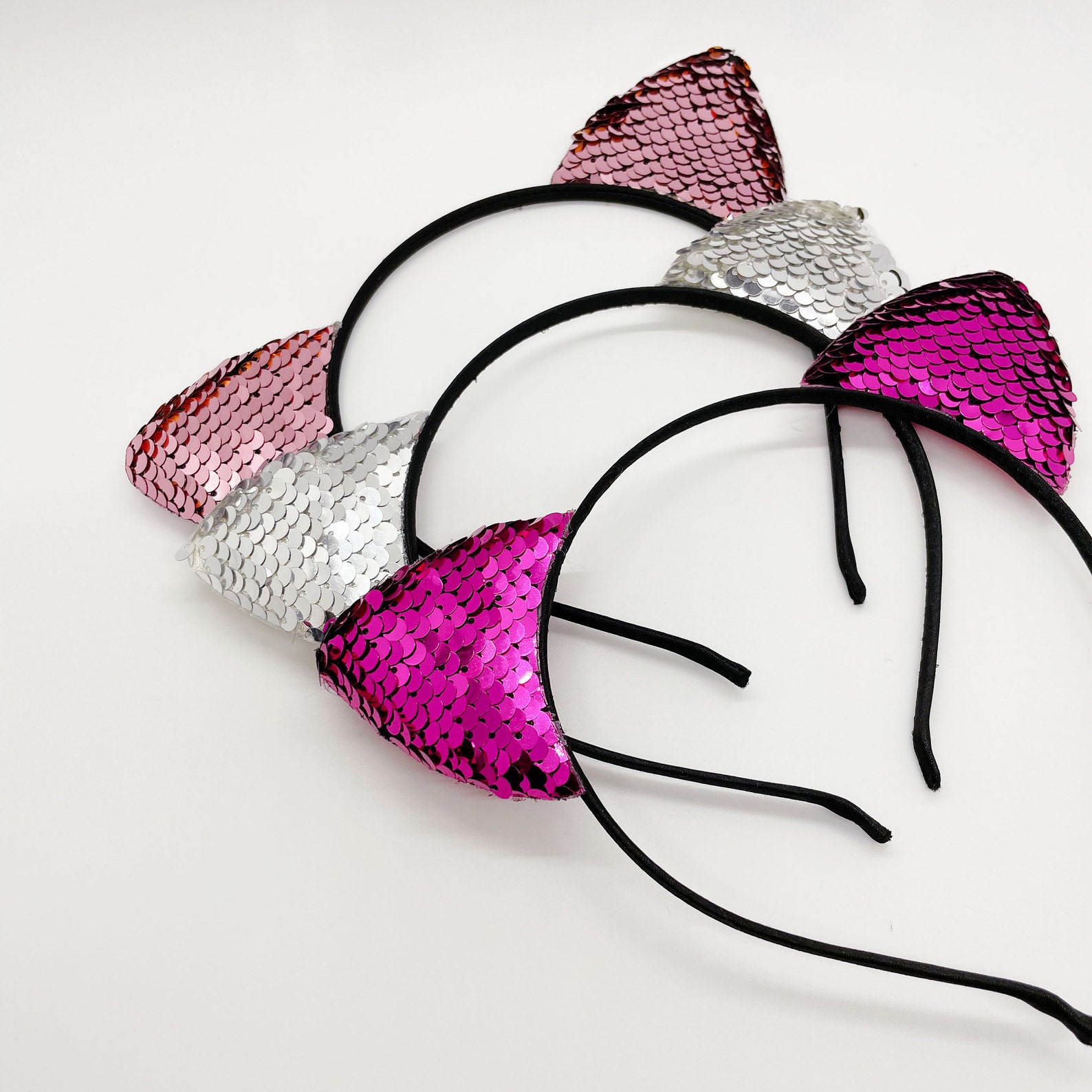 Sequin Cat Ears Headband Kitty Hairband Etsy