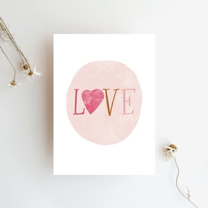 Valentinstag Karte mit Herz "Love" für die große Liebe, Liebesbotschaft oder Karte für die besten Freundin, Schwester, Mama oder Papa
