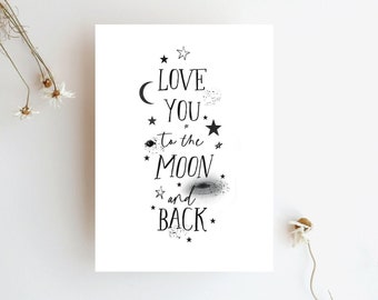Valentine's Day card "Love you to the moon and back" / love card / love / couple / wedding anniversary / love message postcard for the girlfriend