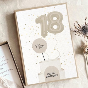 Personalisierte Geschenkschachtel/Box zum 18. Geburtstag für kleine Geschenke, Gutscheine o. Geldgeschenke Mädchen zur Volljährigkeit