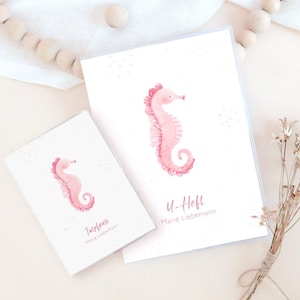 Personalisierte U-Hefthülle, Impfpasshülle/Reisepass o. Set als Babygeschenk zur Geburt o. Schwangerschaft, für Mütter, Papas, Eltern