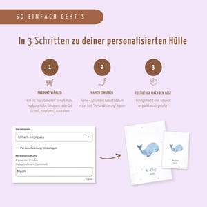 Funda de libro de registro de bebé personalizada con nombre, diseño de ballena, funda de registro de vacunación, funda de folleto de exámenes, regalo de bebé para nacimiento, regalo de baby shower imagen 5