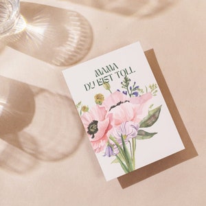 Muttertagskarte mit Blumenstrauß, Glückwunschkarte zum Muttertag "Mama du bist toll" o. als Geschenkanhänger für das Geschenk zum Muttertag