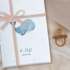 Funda de libro de registro de bebé personalizada con nombre, diseño de ballena, funda de registro de vacunación, funda de folleto de exámenes, regalo de bebé para nacimiento, regalo de baby shower imagen 7