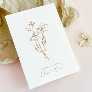 Personalisierte Hochzeitskarte mit Umschlag für das Brautpaar, mit schlichtem floralem Motiv, Glückwünschkarte für das Brautpaar