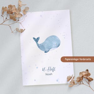 Funda de libro de registro de bebé personalizada con nombre, diseño de ballena, funda de registro de vacunación, funda de folleto de exámenes, regalo de bebé para nacimiento, regalo de baby shower imagen 8