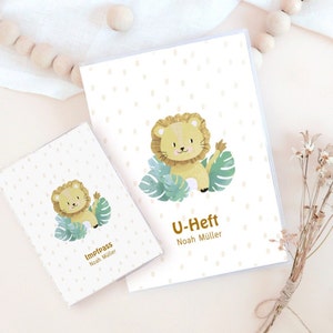 U-booklet cover, vaccination certificate/passport personalized with lion, gift for parents for pregnancy or birth, gift idea baby