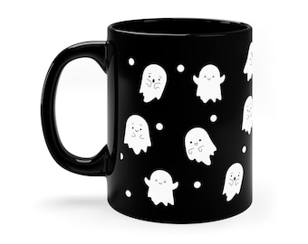 Ghost Coffee Mug, Paranormal Coffee Mug, Spooky Coffee Mug, Cute Ghosts Mug, Halloween Coffee Mug, Goth Coffee Mug, Black Coffee Mug