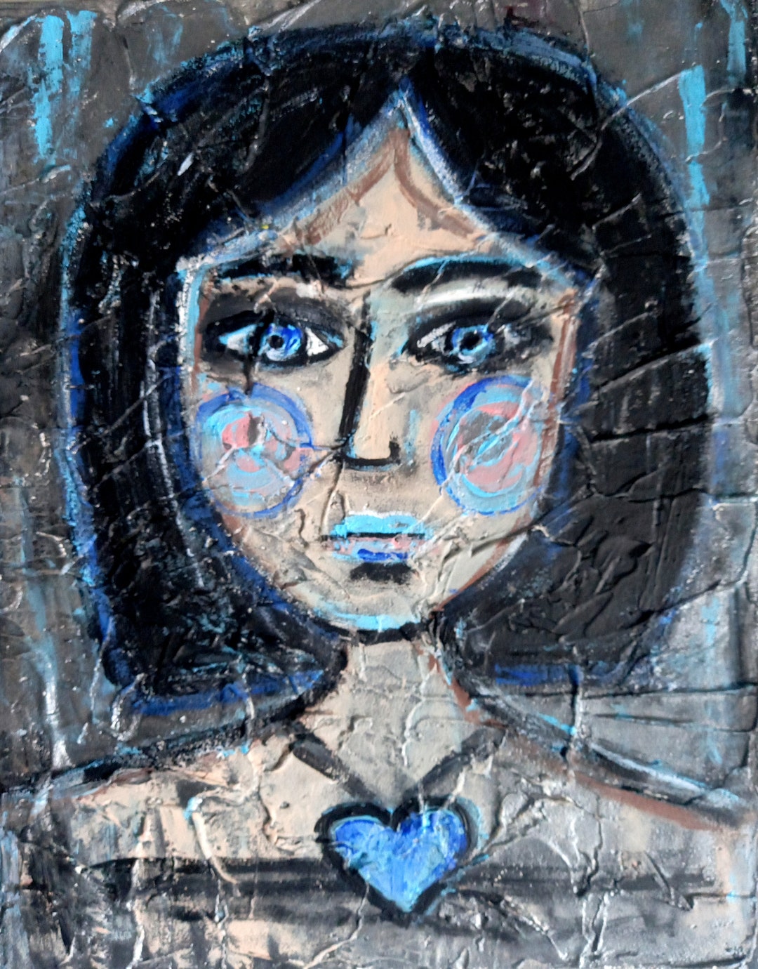 Abstract Textured Woman Painting Original Painting Wall Art Abstract