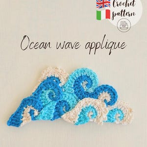 Schema Uncinetto Grande Onda PDF, Pattern Applique Kanagawa, Toppa Mare Giapponese, Ricamo Onde Schiumose, Tutorial Arte Tessile Patch