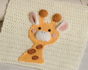 Handmade Crochet Giraffe Nursery Wall Decoration with Tassels and 3D details