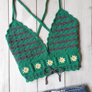 Crochet PATTERN Floral Bralette Granny Squares sizes S to L ENG_UK/ITA image 4