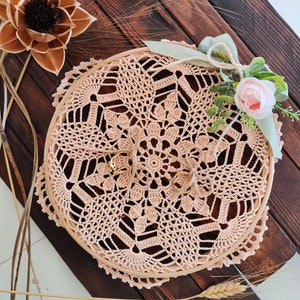 Boho Italian Lace Doily Wedding Ring Pillow on Embroidery Loop image 5