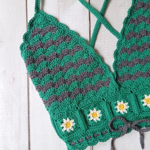 Crochet PATTERN Floral Bralette Granny Squares sizes S to L ENG_UK/ITA image 2