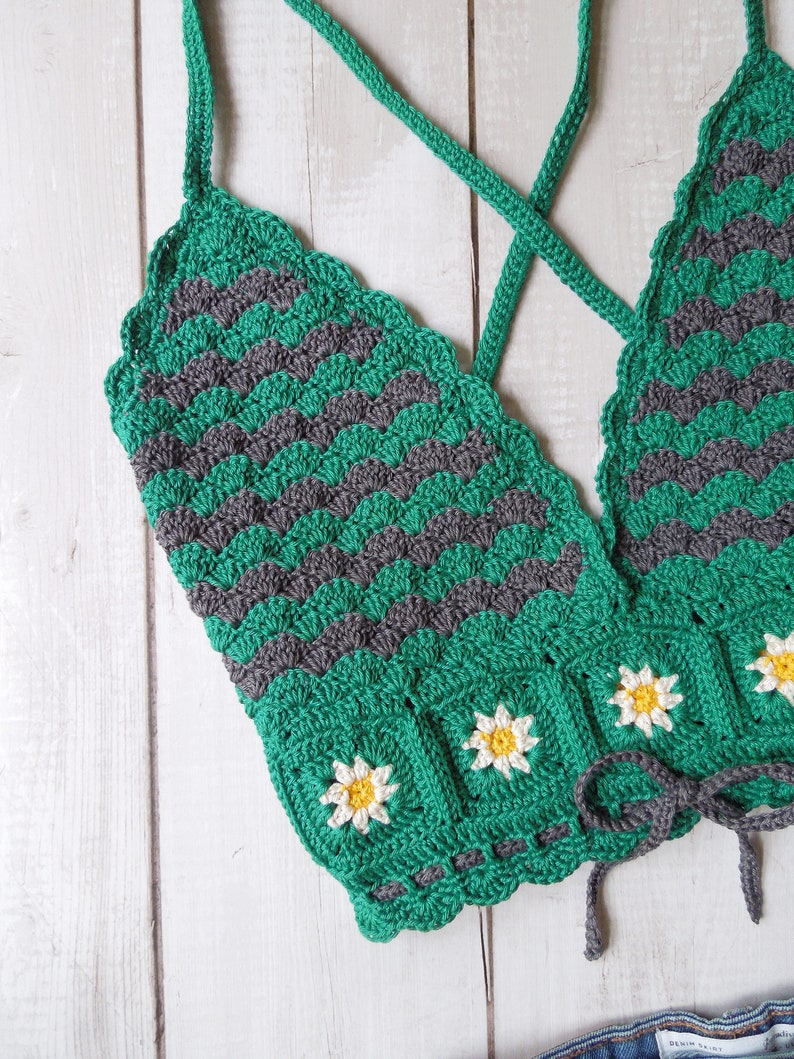 Crochet PATTERN Floral Bralette Granny Squares sizes S to L ENG_UK/ITA image 2
