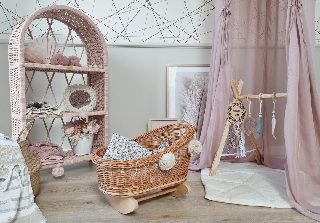 WIKLIBOX Rattan Baby Doll Bed Rattan & Beech Wood Baby Doll Etsy