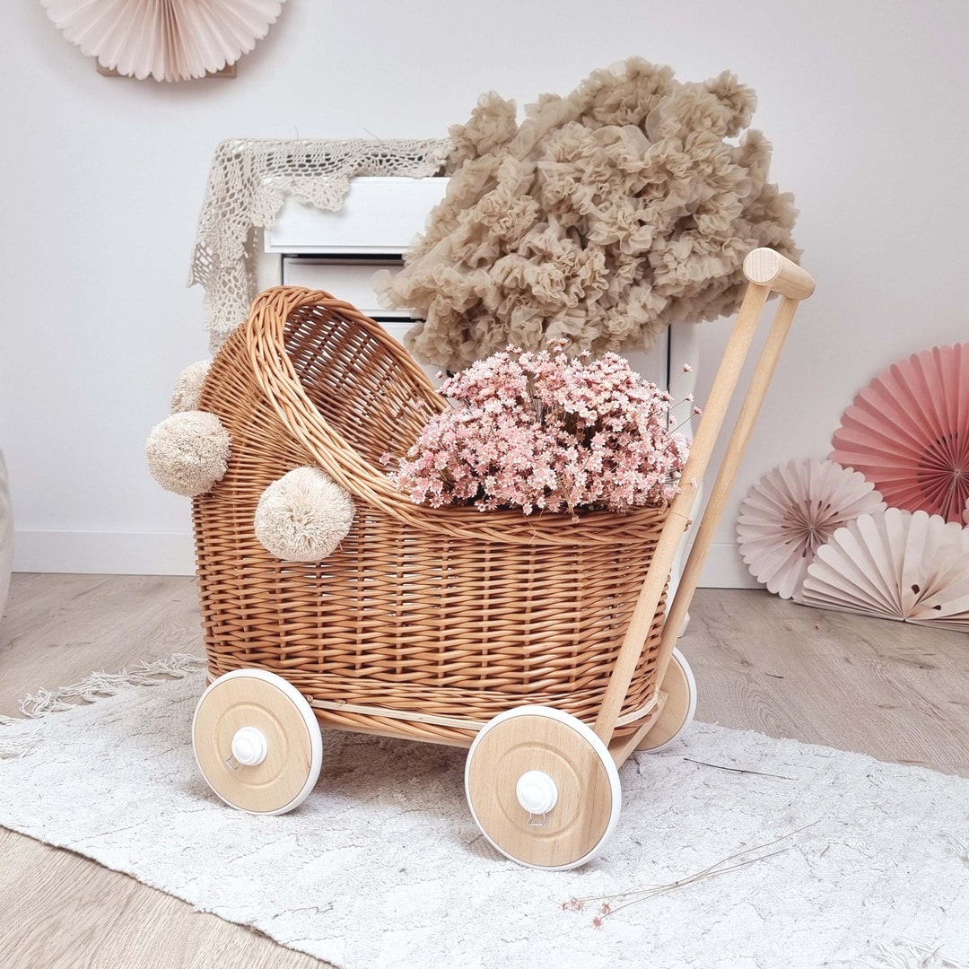 Natural Rattan Doll Stroller by Wiklibox Hand Made in Europe Includes ...