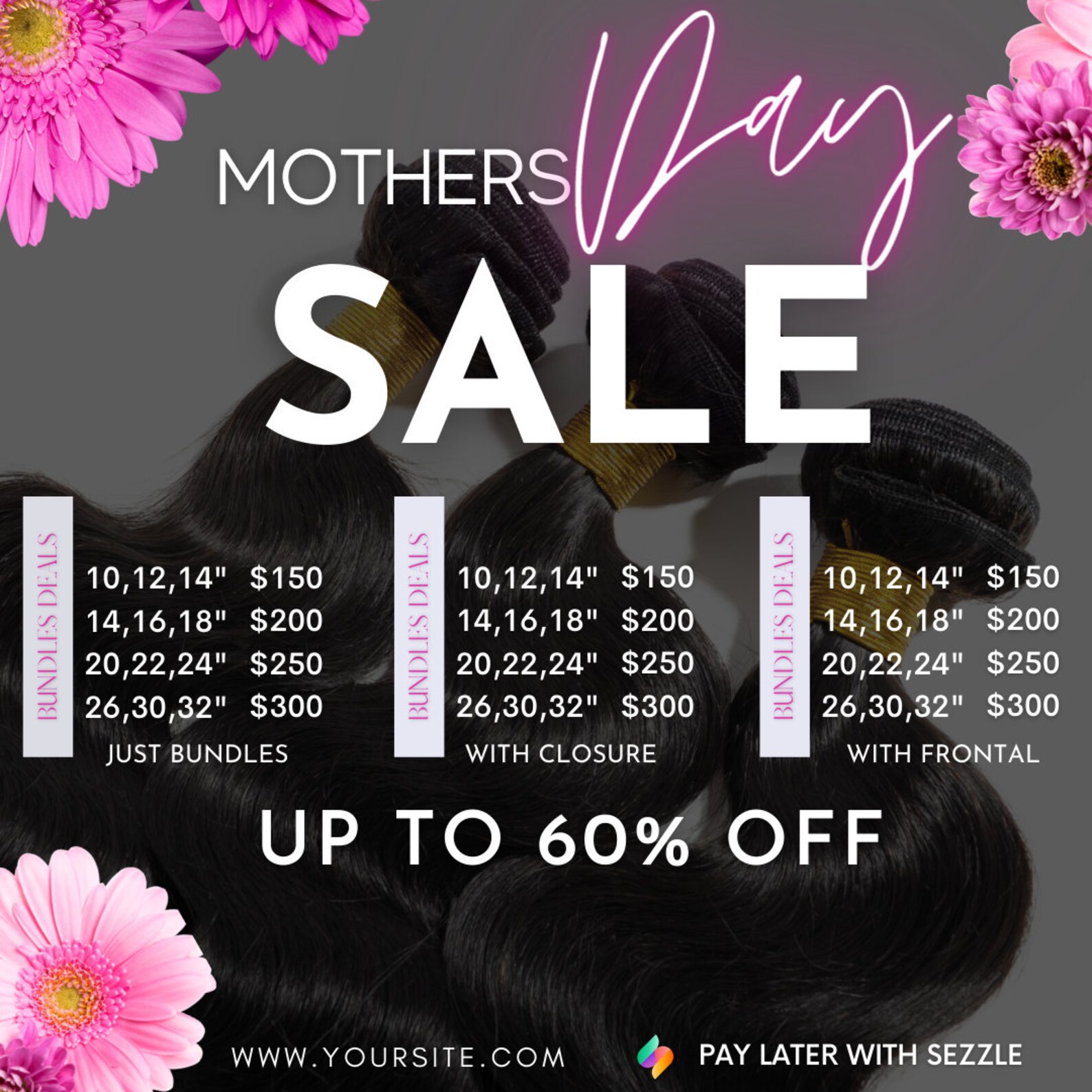 DIY Hair Bundle Deals Mother's Day Sale Flyer Etsy