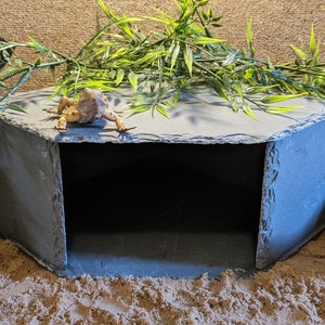 XXL Large Personalised Laser Engraved Slate Corner Cave Hide Aquarium Fish Tank Vivarium Basking Reptile Snake Tortoise Bearded Dragon Gecko