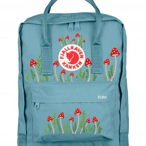 Embroidered Fjallraven Kanken Backpack: Mushroom Design