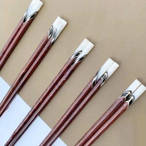 手作りのローズウッド箸（貝の先付き）5組セット