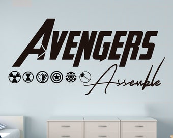 Superheroes Assemble - Vinyl Wall Decal, Waiting Room Decoration, Custom Vinyl Lettering Decal, Big Wall Letters, Letter Wall Art