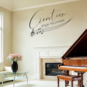 La creación canta su alabanza - Calcomanía de pared de vinilo, decoración de sala de espera, calcomanía de letras de vinilo personalizada, letras de pared grandes, arte de pared de letras